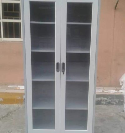 Metal Storage Cabinet with Glass Doors (Multi-Shelf Full height glass book shelve)