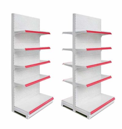 Single side supermarket shelves