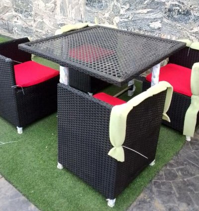 Luxury Black Rattan Outdoor Dining Set