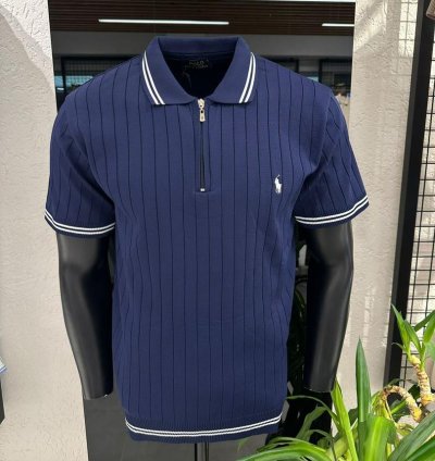 POLO RALPH ORIGINAL Men’s Ribbed Zip-Collar Polo Shirt
