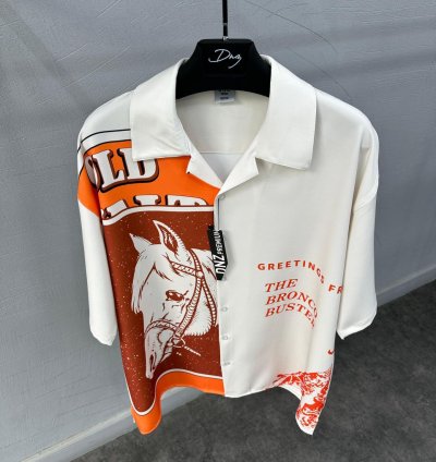 Rust Horse Graphic Mock-Neck Shirt