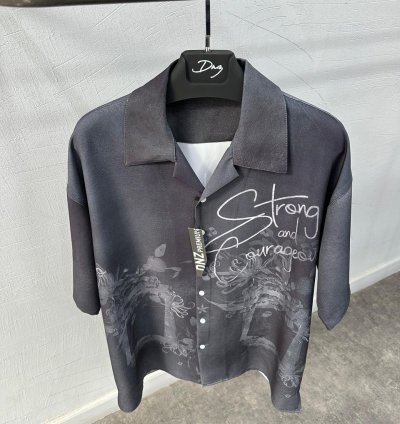 Charcoal Floral Script Shirt