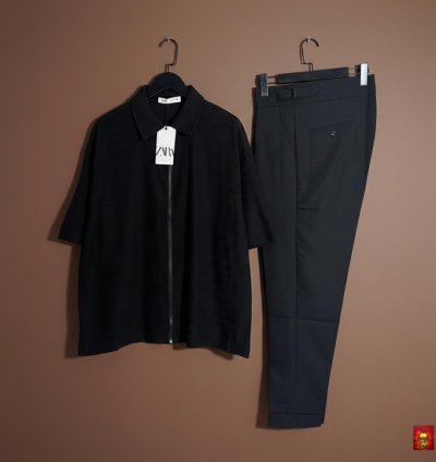Black Essential Navy Trouser Co-ord Set