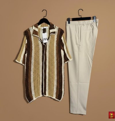 Bronze Heritage Stripe Ivory Trouser Co-ord Set