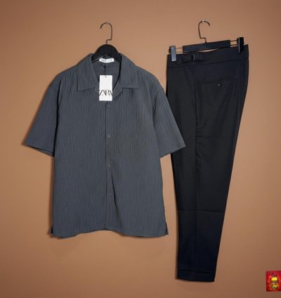 Slate Grey Essential Navy Trouser Co-ord Set